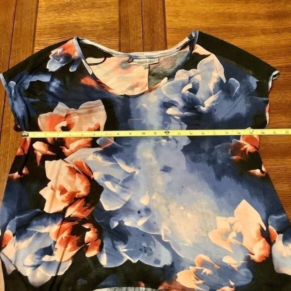 JENNIFER LOPEZ Womens Mesh Shoulder Floral Blouse Size Small - Picture 3 of 7